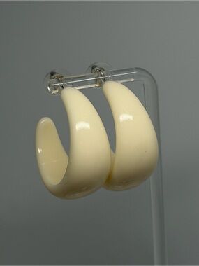 925 Sterling Silver needle post in Classic Cream C Hoop Earrings - Women Jewelry
